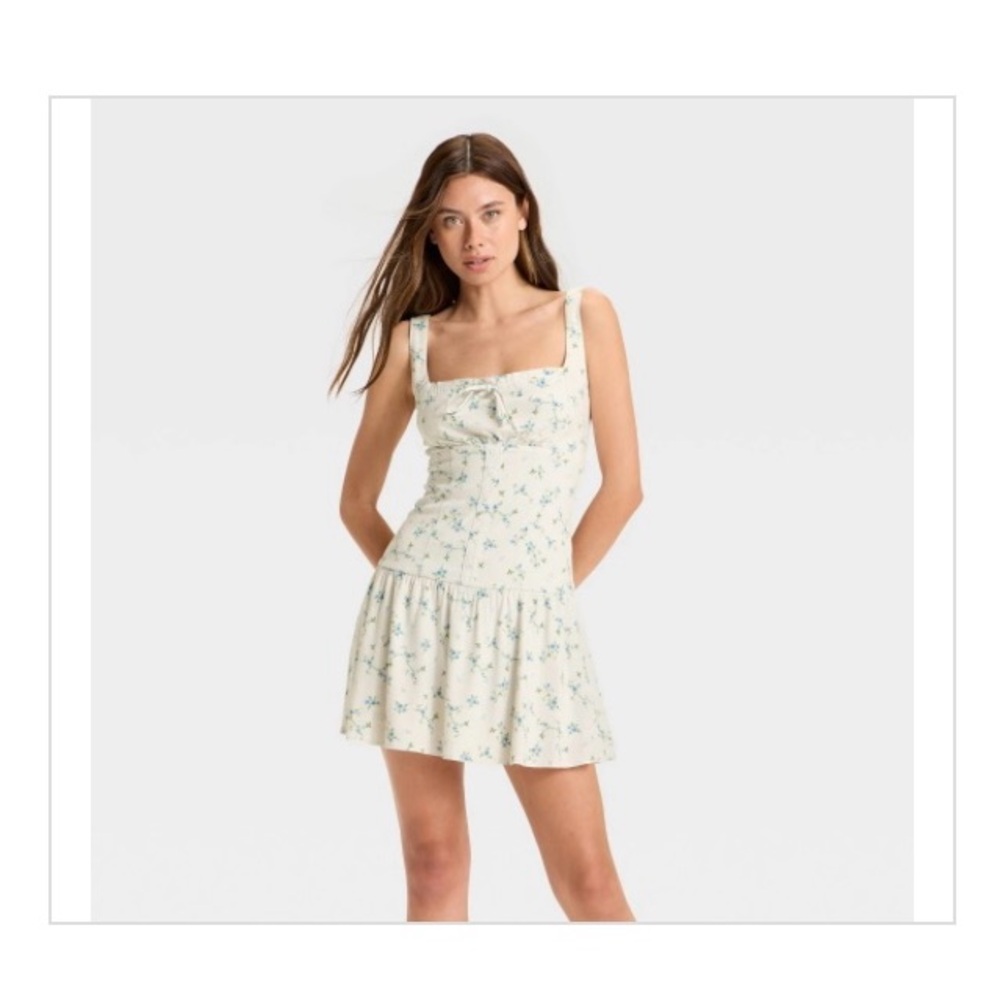 Wild Fable Women's Emma Mini Babydoll Dress - White Floral Size Small